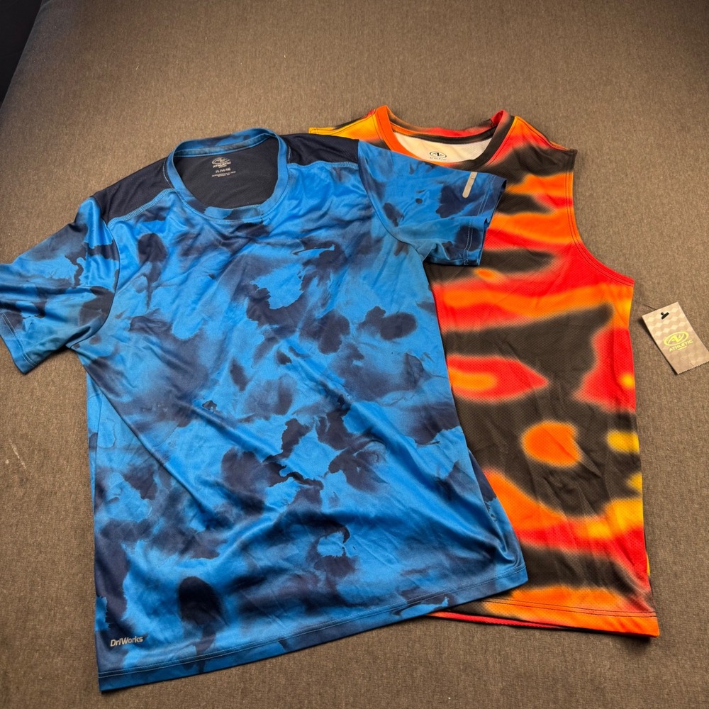 Athletic Works Boys XL 14-16 Active Shirt Tank Set Blue Tie Dye Red Mesh Camo